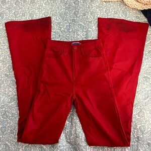 Edikted red leather flare pants